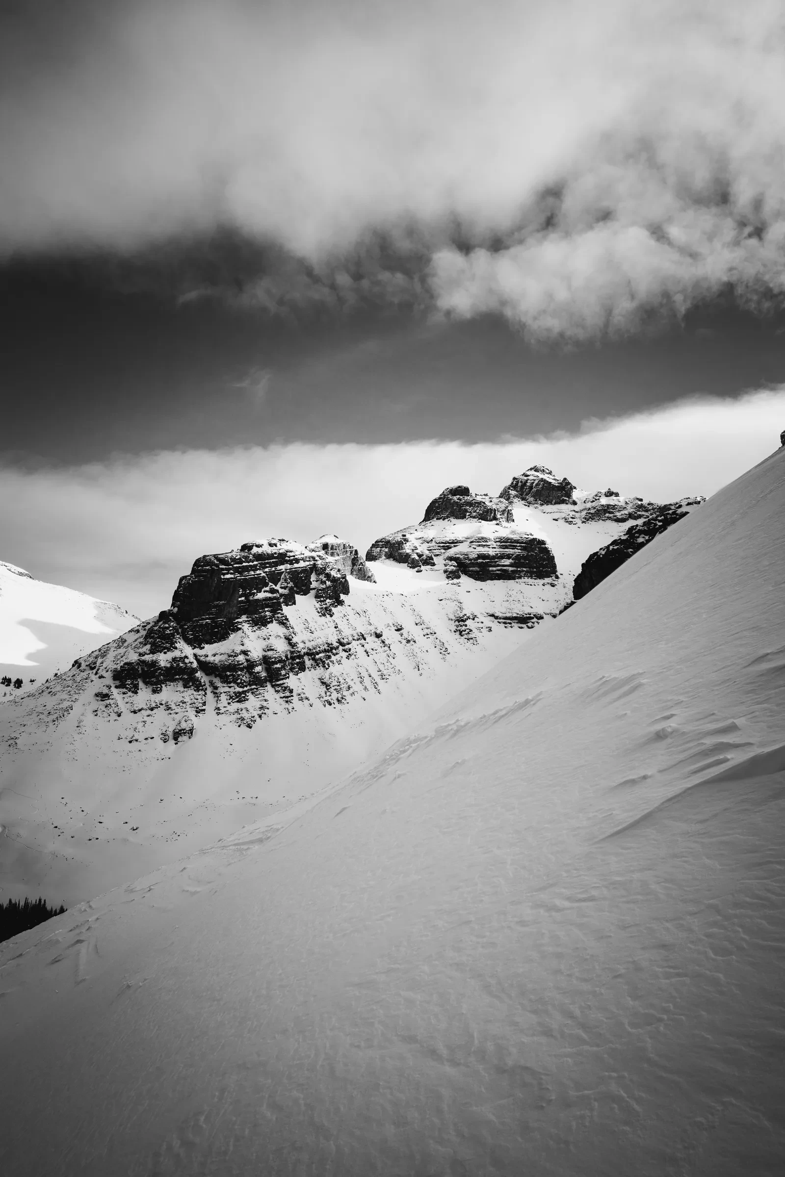 A skier airborne against a pale winter sky