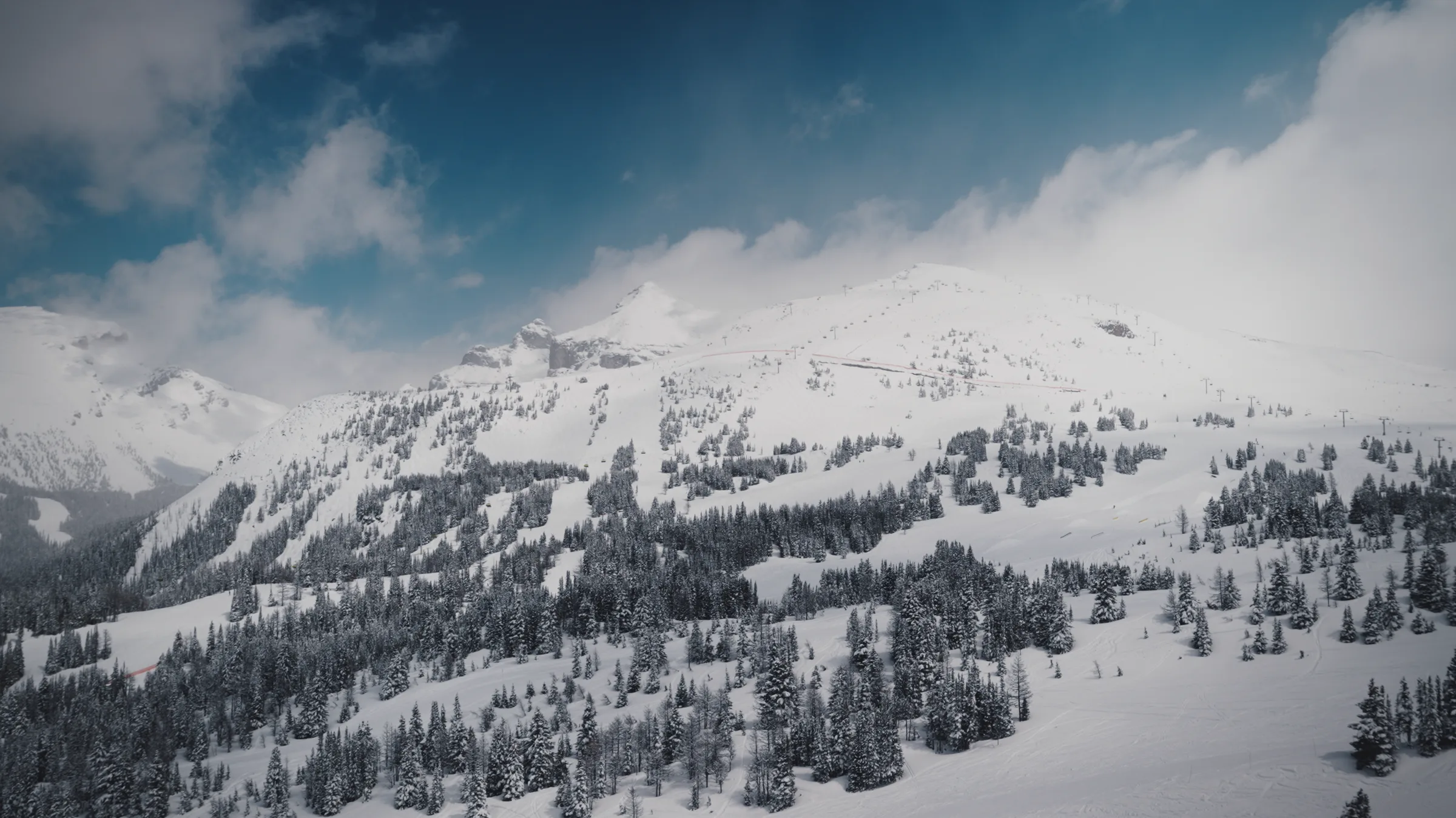 Snow-covered peaks and ski terrain at Banff Sunshine Village